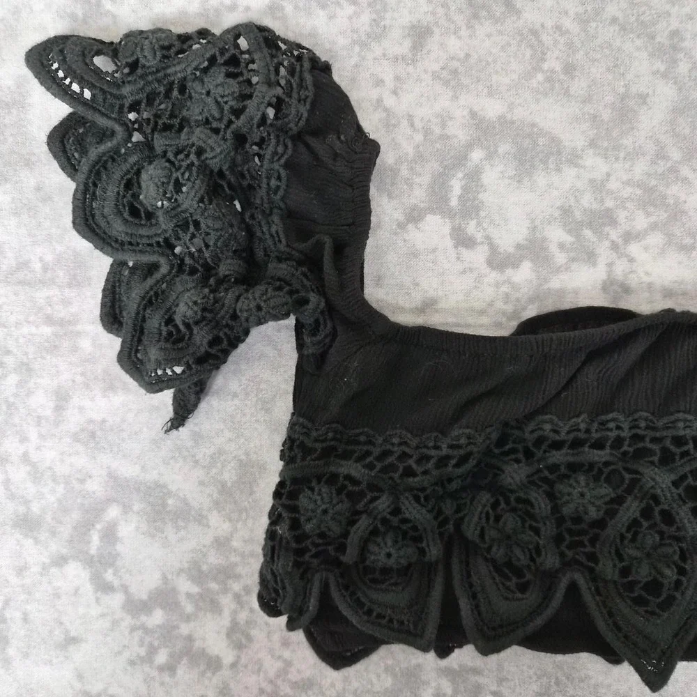 Cotton Candy Crochet Lace Crop Top Women Small Dark Coquette Whimsigoth Festival